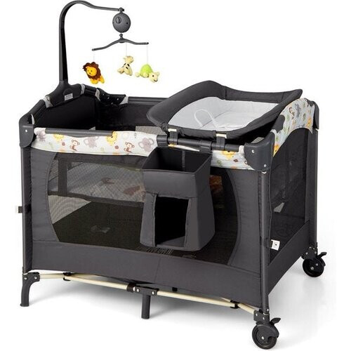 Tweedekans Coast draagbare baby speeltuin 3-in-1 converteerbare playpen met bed 107 x 72 x 80,5 cm grijs