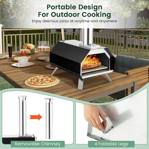 Tweedekans Coast Draagbare Pizzaoven - Zwart - 500 °C - 51x38,5x83cm Tweedehands