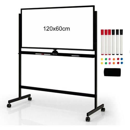 Tweedekans Coast Dubbele -zijdige magnetisch mobiel whiteboard mobiel rollend wit wandpaneel voor kantoorzwart Tweedehands