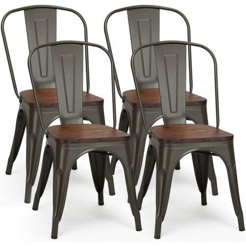 Tweedekans Coast Eetkamerstoelen Set Van 4 - Stoelen Set - 52 x 42 x 84 cm - Bruin/Grijs Tweedehands