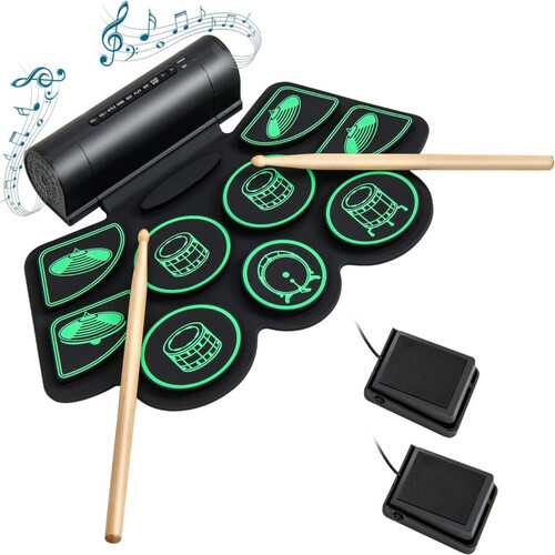 Tweedekans Coast elektrische drums met 9 pads roll-up drums trainingskussen met 2 stereoluidsprekers Tweedehands