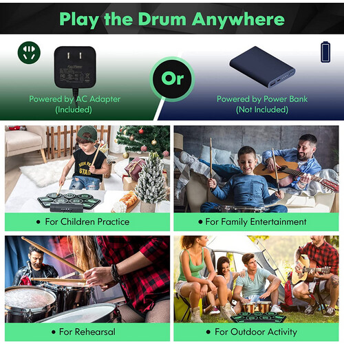 Tweedekans Coast elektrische drums met 9 pads roll-up drums trainingskussen met 2 stereoluidsprekers Tweedehands