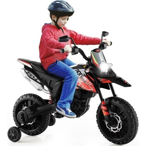 Tweedekans Coast Elektrische Motorfiets 12V voor Kinderen met 2 Zijwielen - 3-8 Jaar - Zwart/Rood Tweedehands