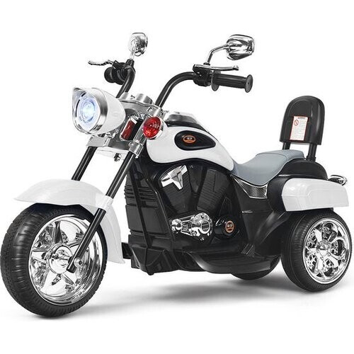 Tweedekans Coast Elektrische Motorfiets voor Kinderen – Chopper Stijl – Met Muziek – 91 x 48 x 64 cm – Wit/Zwart