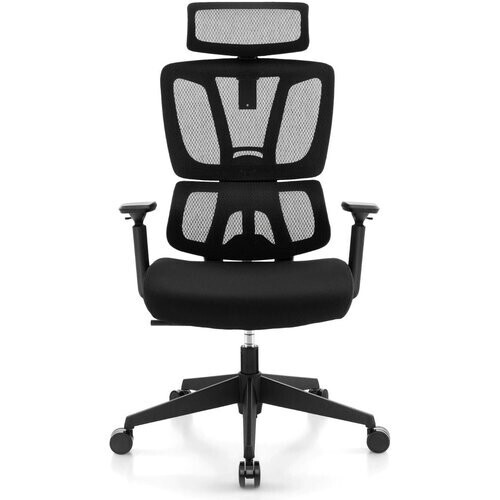 Tweedekans Coast Ergonomische Bureaustoel met Armleuning en Hoofdsteun - Verstelbare Hoogte - 72 x 72 x 117 - 126,5 cm - Zwart Tweedehands