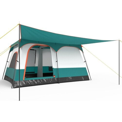 Tweedekans Coast Familietent met Luifel - 2 Kamers - 2 Ingangen - 320 x 210 x 180 cm - Groen Tweedehands