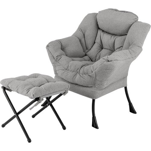 Tweedekans Coast Fauteuil met Armleuningen - Incl. Poef - 80 x 74 x 97 cm - 150 kg - Grijs Tweedehands