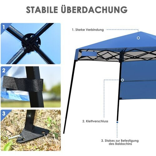 Tweedekans Coast Gazebo Tuintent met Tas Draagbare Partytent 181x181x210cm Blauw Tweedehands