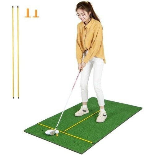 Tweedekans Coast Golf Oefenmat - 152 x 92 cm - Golf Oefenmat met 2 Golf Tees en 2 Alignment Sticks - 6 Voorgeboorde Tee Gaten voor Binnen/Outdoor Gebruik Tweedehands