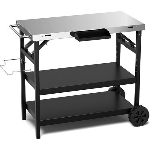 Tweedekans Coast Grill Table met 3 planken en mobiele telefoonstands en kruidenplank en handdoekhouder Serveerauto Tweedehands