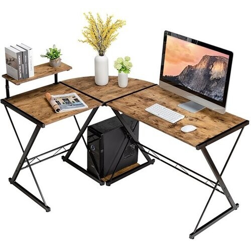 Tweedekans Coast hoek bureau L-vormige computertafel gemaakt van hout 147 x 112 x 79 cm bruin Tweedehands
