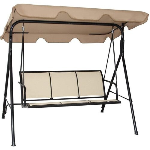 Tweedekans Coast Hollywood Swing Garden Swing Rocking Bench Garden Lounger met Sunroed 3-Seer-Brown Tweedehands