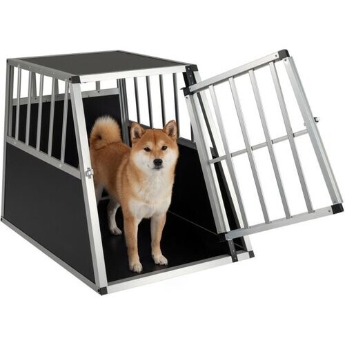 Tweedekans Coast Hondkennel - Aluminium - 91 x 65 x 69,5 cm - Transportkoffer - Scheidingswand - Trapezium - Zilver & Zwart Tweedehands