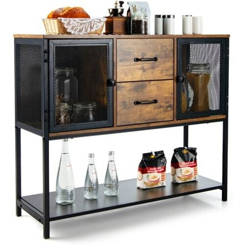 Tweedekans Coast Industrieel multifunctioneel dressoir met 2 roosterkasten en 2 laden 100 x 35 x 85 cm Tweedehands
