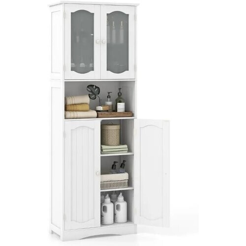 Tweedekans Coast Kast - Verstelbaar - MDF & Glas - 60 x 30 x 164 cm - Wit Tweedehands