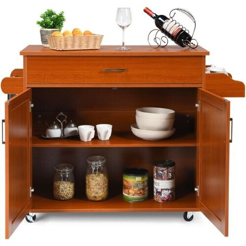 Tweedekans Coast keukenauto met handdoekhouder en kruidenbord keukeneiland met lade 116 x 40 x 85 cm bruin