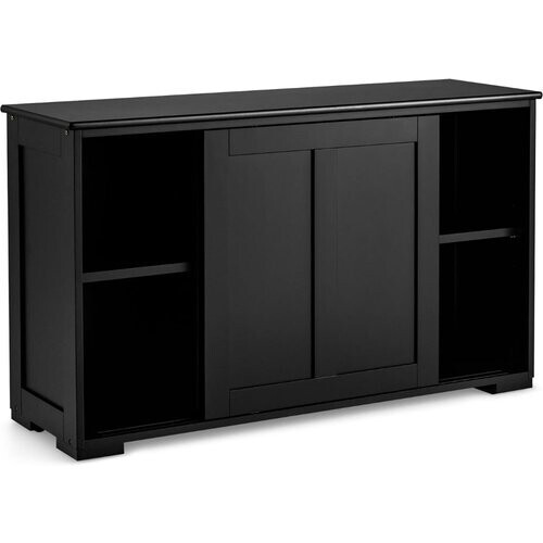 Tweedekans Coast Keukenkast Met Schuifdeuren - Antieke Kast Met Planken - Zwart - 107 x 33 x 60 cm