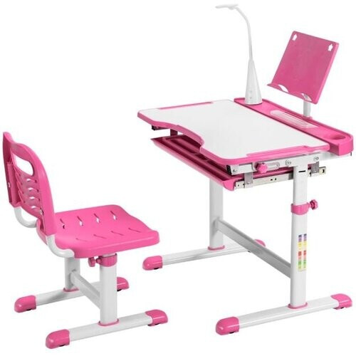 Tweedekans Coast Kinderbureau met stoel - Tekentafel - Hoogte verstelbaar - 71 x 52 x 79 cm - Roze Tweedehands