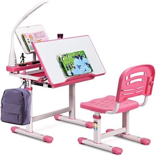 Tweedekans Coast Kinderbureau met Tekenblad - In hoogte verstelbaar - Max. 80 kg - 66 x 47 x 76 cm - Roze Tweedehands