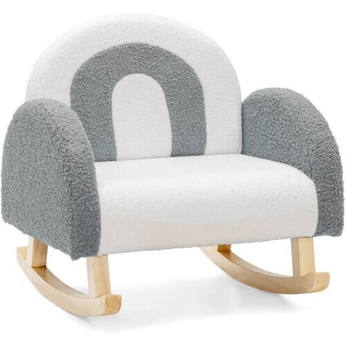 Tweedekans Coast Kinderen Gevotte schommelstoel met massieve houten benen grijs Tweedehands