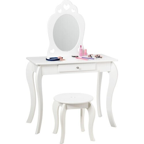Tweedekans Coast Kinderkaptafel Make-up Tafel Met Krukje En Spiegel - Wit