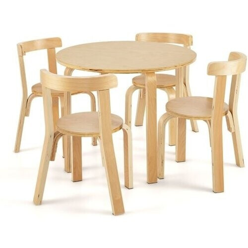 Tweedekans Coast Kindertafel met 4 Stoelen - Waterdicht - Hout - 60x60x50 cm Tweedehands