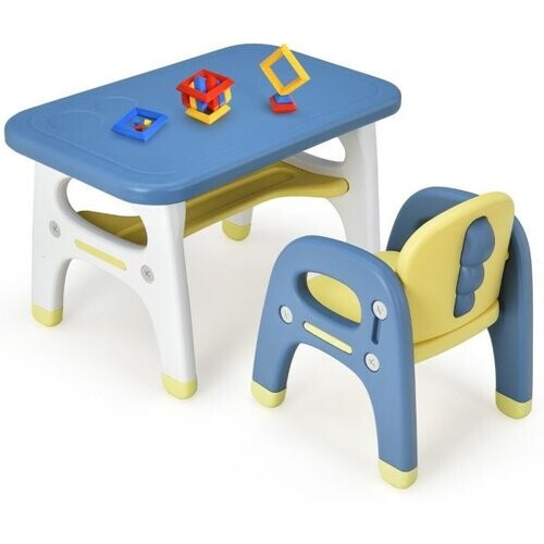 Tweedekans Coast kindertafel met stoelenset - kinderen tussen 1 en 5 jaar - blauw/geel/wit Tweedehands
