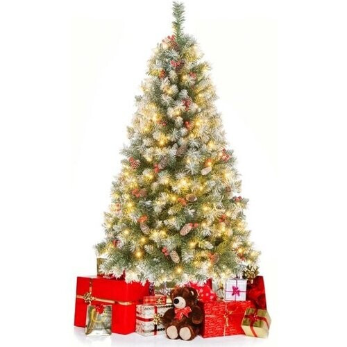 Tweedekans Coast Kunstkerstboom 150 cm - Met sneeuw en 200 LED verlichting - Groen / Wit Tweedehands