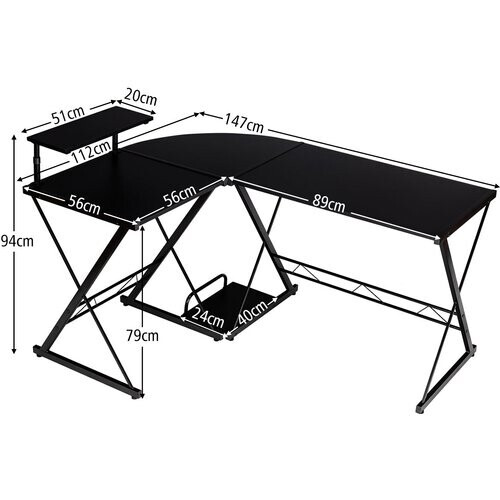 Tweedekans Coast L-vormige computertafel bureau kantoortafel hoektafel hoekige bureau zwart zwart Tweedehands