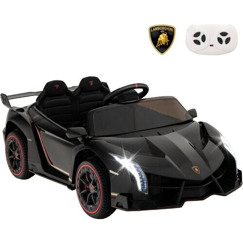 Tweedekans Coast Lamborghini Gelicentieerde Elektrische Auto - 12V Batterij - Afstandsbediening - 3 Snelheden - Hydraulische Deuren - Zwart Tweedehands