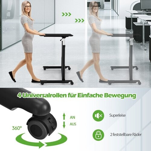 Tweedekans Coast laptop -computertabel met 4 rollenhoogte verstelbaar 95 x 52 x 70 - 107 cm zwart Tweedehands