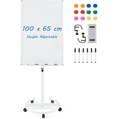 Tweedekans Coast Magnetisch Whiteboard - Inclusief Accessoires - Verrijdbaar - 100 x 65 cm - Wit Tweedehands