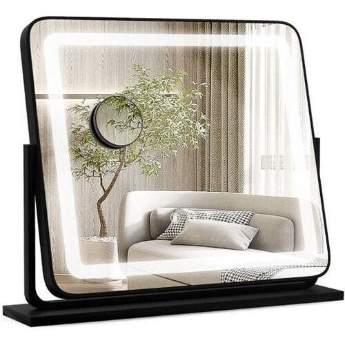 Tweedekans Coast Make-Up Spiegel met LED Verlichting - 3 Lichtstanden - 5X Vergroting - Kantelbaar - 56 x 12 x 48 cm - Zwart Tweedehands