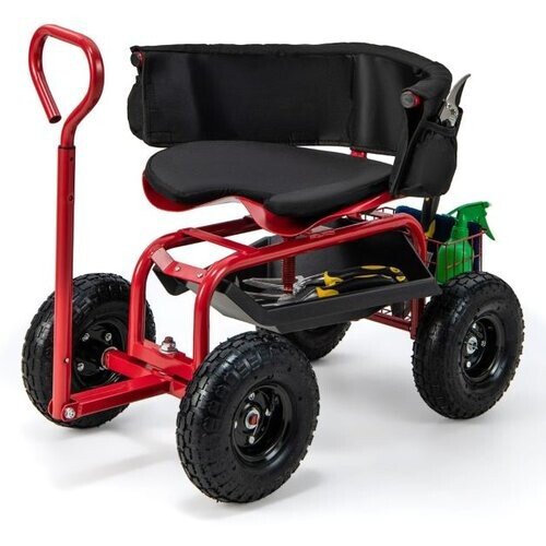Tweedekans Coast Mobile Seat for Gardening Garden Cars Stuurbare gereedschapstrolleys met een lade -opslagmand Tweedehands