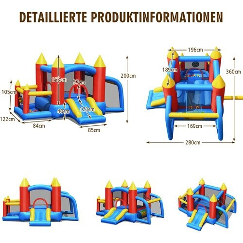 Tweedekans Coast opblaasbaar springkussen met 60 ballen + blower 450 W - 350 x 275 x 196 cm - Kleurrijk Tweedehands