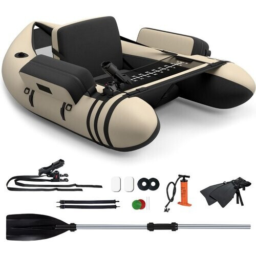 Tweedekans Coast Opblaasbare Vissersboot - Inclusief Pomp - PVC en Polyester - 135 x 109 x 54 cm - Beige Tweedehands