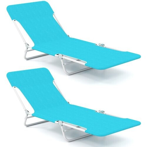 Tweedekans Coast Opvouwbare Ligstoel 2-Delig - 5 Standen Verstelbaar - Blauw - 186x55x30 cm Tweedehands
