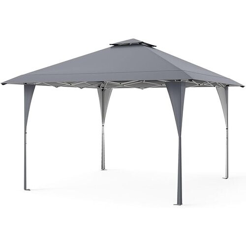 Tweedekans Coast Opvouwbare Partytent 3,95 × 3,95 m – Pop-Up Paviljoen met Ventilatiedak, 3 Hoogtestanden, UV-Bescherming & Draagtas – Grijs Tweedehands