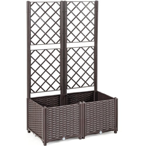 Tweedekans Coast Plantenbank Met Traliewerk - 80 x 40 x 135 cm - Bruin