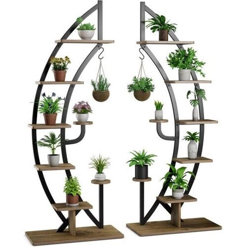 Tweedekans Coast Plantenrek – 2x – Metalen – 7-Lagen – Halve Maan Vorm – Binnen – Zwart Tweedehands
