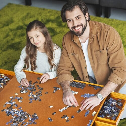 Tweedekans Coast Puzzeltafel Met 4 Laden Hout - 80 x 65 cm Tweedehands