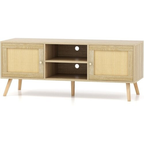 Tweedekans Coast rattan tv -kast met 2 deuren en open compartimenten voor televisies tot 55 inch 120 x 40 x 48,5 cm Tweedehands