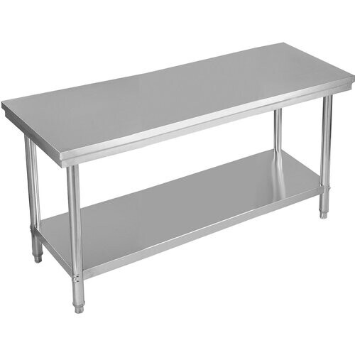 Tweedekans Coast - Keukenwerktafel - Roestvrij Staal, 2 Niveaus, 150 kg Tafelblad - 122 x 61 x 90 cm - RVS/Gegalvaniseerd - Zilver
