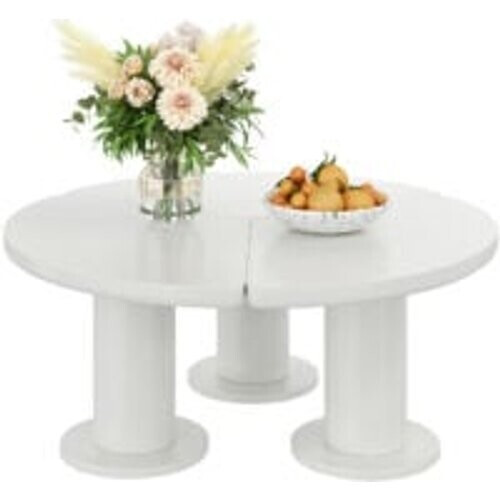 Tweedekans Coast Ronde salontafel - Wit - PVC, MDF - 110x100x40 cm Tweedehands