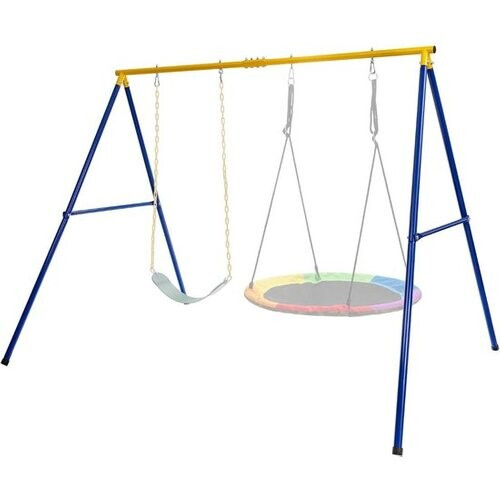 Tweedekans Coast schommelende frame met een frame dubbele swing metal frame 249 x 185 x 181,5 cm blauw + geel Tweedehands