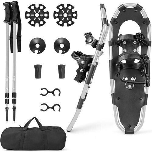 Tweedekans Coast Set Sneeuwschoenen met Klimhulp - 76 cm - Allround 4-In-1 - Incl. Draagtas en Skistokken - Zilver Tweedehands