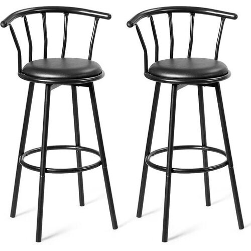 Tweedekans Coast Set van 2 Barkrukken - 360 Graden Draaibare Zitting - Zwart - 56 x 39 x 102 cm Tweedehands