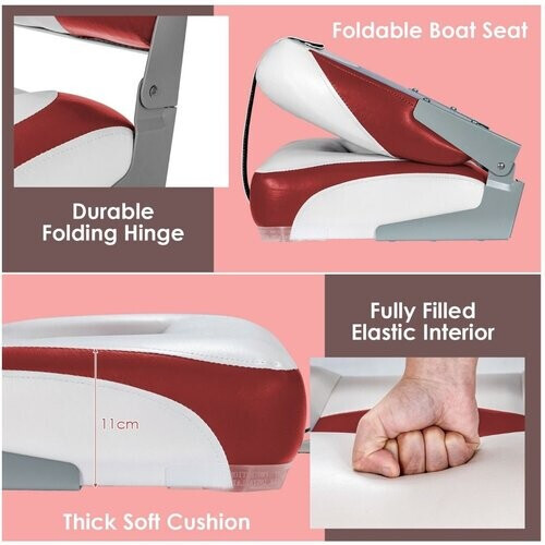 Tweedekans Coast Set van 2 Bootstoelen Inklapbaar - 50 x 42 x 52 cm - Rood Tweedehands