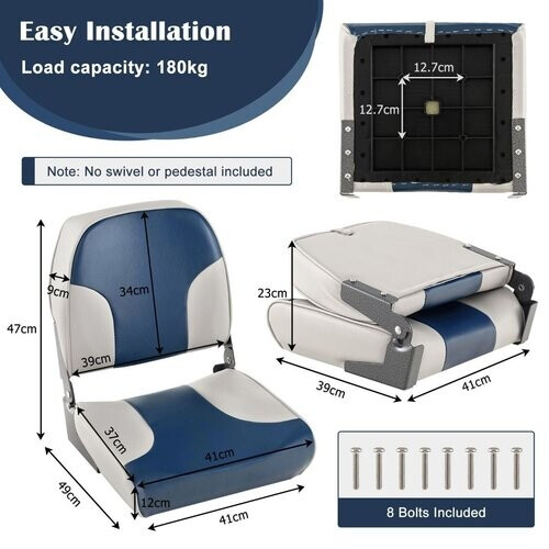 Tweedekans Coast Set van 2 Opvouwbare Bootstoelen met Lage Rugleuning - Blauw Tweedehands