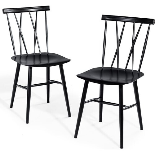 Tweedekans coast Set van 2 Zwarte metalen eetkamerstoelen – 40 x 51,5 x 82 cm – Keuken/Woonkamer/Bar Tweedehands